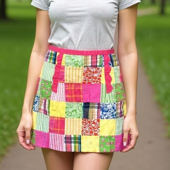 Lilly Pulitzer Palm Beach Patchwork Skirt White Label Size 0 😃 - Picture 1 of 6